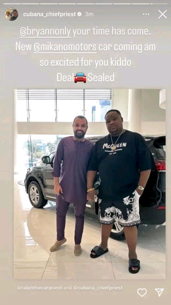 Cubana Chief Priest acquires car worth fortunes for Bryann
