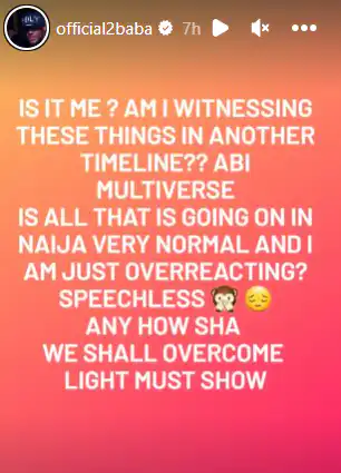 2Baba instagram story