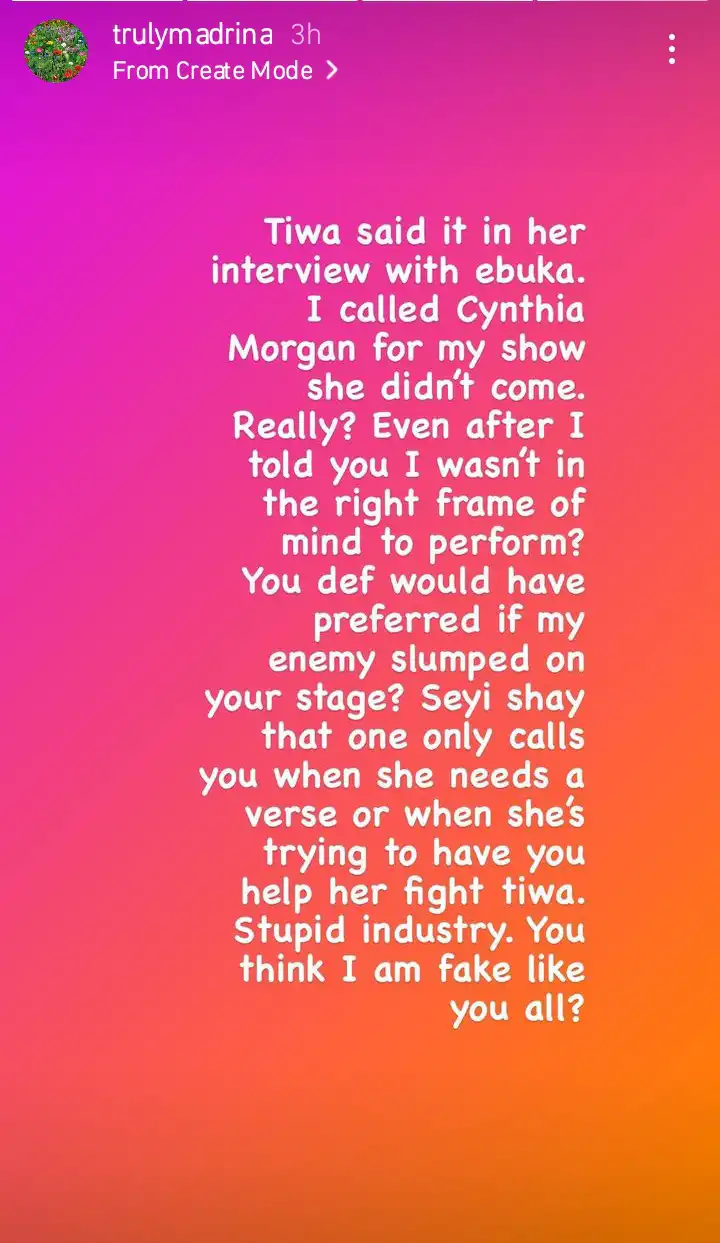 Cynthia Morgan drags Tiwa Savage and Seyi Shay Kemi Filani blog 2