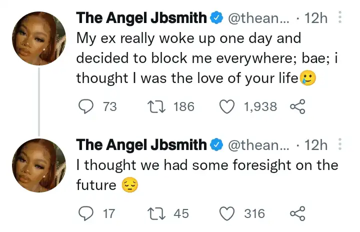 My ex really woke up and decided to block me Angel Smith Kemi Filani blog