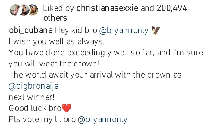 Obi Cubana shows support for Bryann Kemi Filani blog