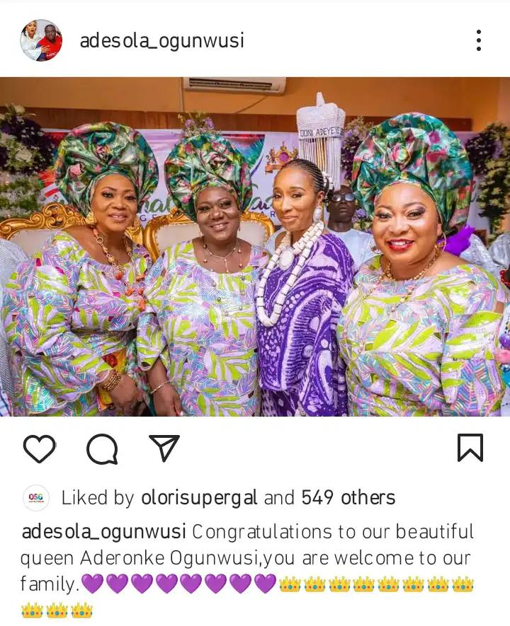 Ooni of Ife’s sister sweetly welcomes his fifth wife, Queen Ronke