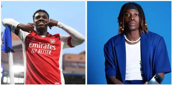 “YBNL to the world”: Arsenal’s Eddie Nketiah hails Fireboy, declares Peru biggest song (Video)