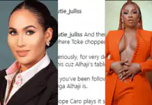 Carolyna Hutchings called out for allegedly dating Toke Makinwa’s former sugar daddy