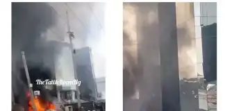 Black Tuesday: Many feared dead, injured, cars destroyed as fire razes a building close to Mikano office in VI, Lagos (video)