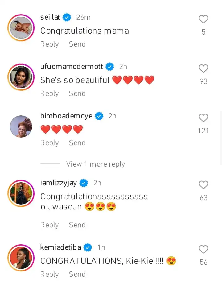 Congratulatory messages as Kiekie welcomes baby girl Kemi Filani blog