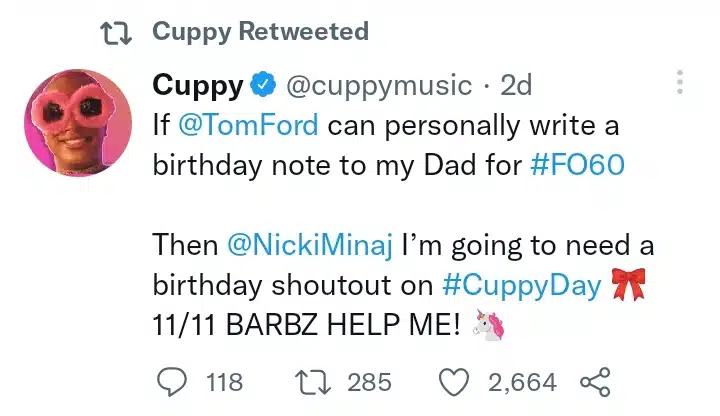DJ Cuppy reveals birthday wish to receive birthday shout out from Nicki Minaj Kemi Filani blog .jpg