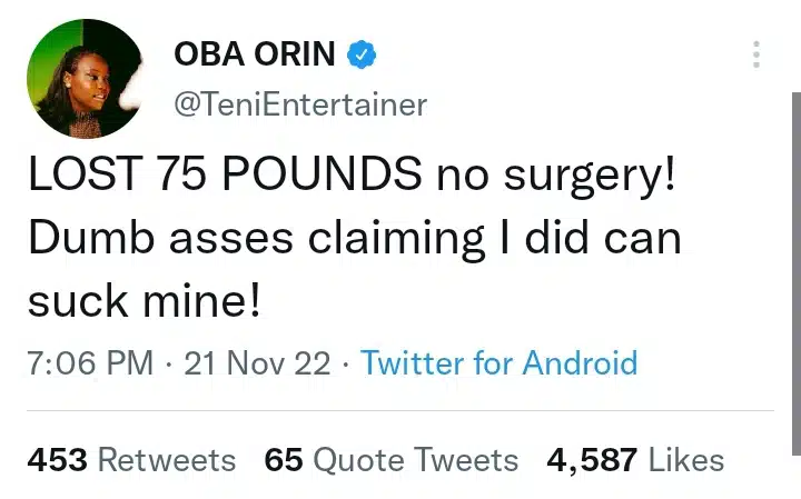 I lost 75 pounds Teni opens up on body transformation Kemi Filani blog.jpg