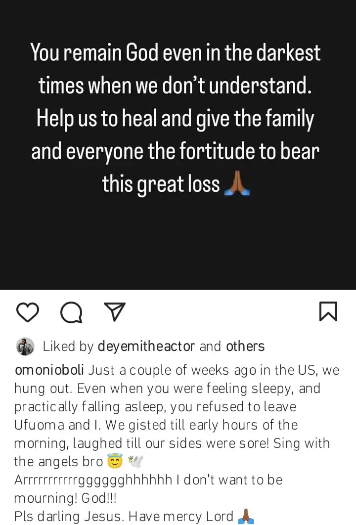 Omoni Oboli mourns Sammie Okposo death Kemi Filani blog