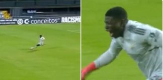 Benfica goalkeeper scores unrea goal off the underside of the bar from outside his box