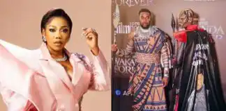 She needs to be jailed – Nigerians reacts as Toyin Lawani misspells Chadwick Boseman’s name on Hermes’ outfit