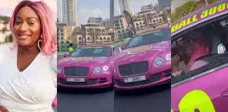 DJ Cuppy shows off her customized pink Bentley Car