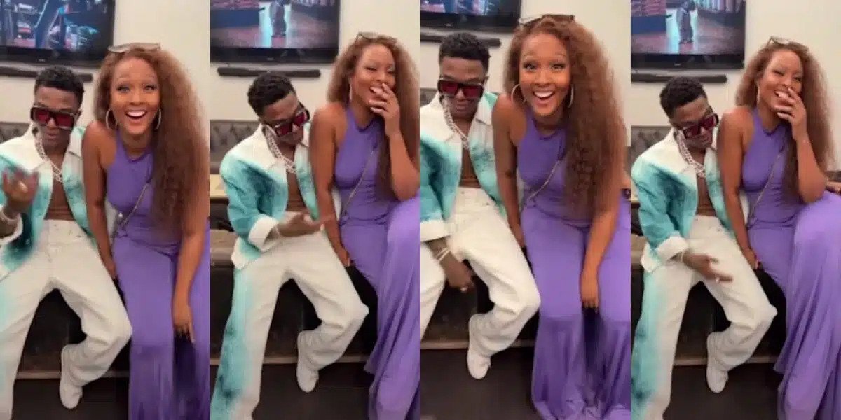 Osas Ighodaro blushes as she finally meets Wizkid, months after he flirted with her (Video)