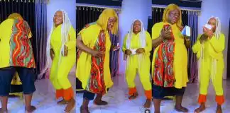 Fans cry out as Mr Ibu dresses up as a woman in dance battle with daughter (Video)