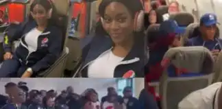 "Las las nah the same destination"- Reactions as Beauty flies business class leaves Phyna, others in economy (video)