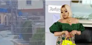 Celeb wey no fit pay light bill – Reactions as Bobrisky quarrels with PHCN officials for disconnecting his electricity (Video)