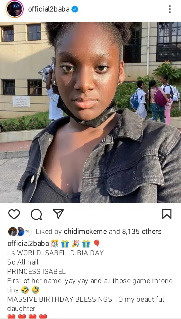 2face Idibia celebrates daughter Isabel as she clocks 14 Kemi Filani blog.jpg