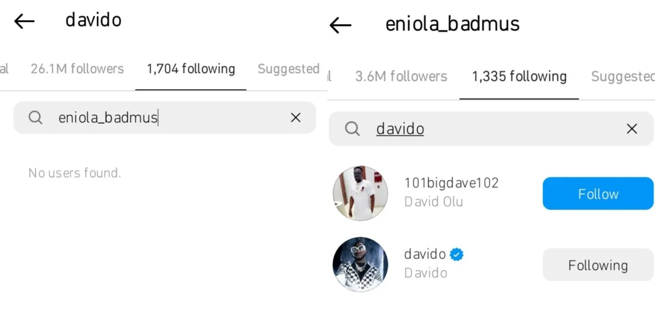 Davido unfollows Eniola Badmus on Instagram Kemi Filani blog