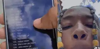 Woman shows man the list of all the men she has slept with