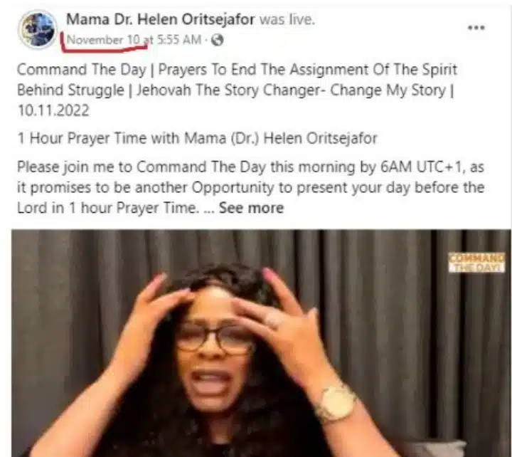 Helen Oritsejafor holds program during husbands anniversary activity Kemi Filani blog.jpg