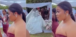 Emotional moment bridesmaid burst into tears as she watched bride walk down the aisle