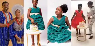 Mercy Johnson and husband, Prince Odi say powerful prayers for their daughter, Purity as she clocks 10
