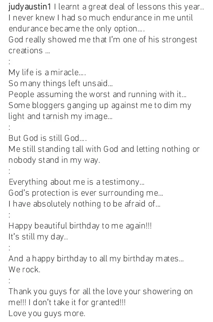 People assumed the worst about me Judy Austin says as she celebrates birthday Kemi Filani blog