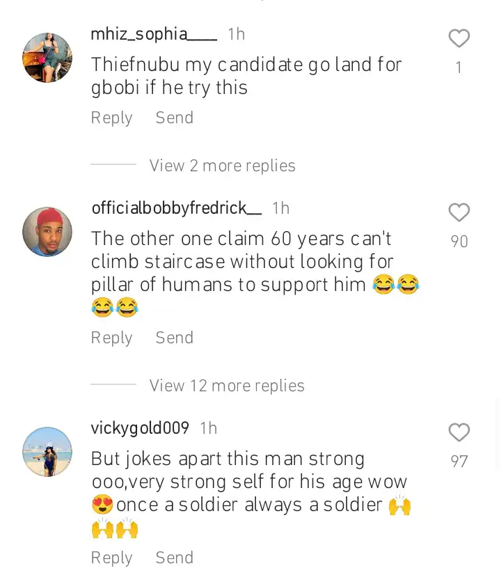 Reactions as President Obasanjo jumps from a high podium Kemi Filani blog