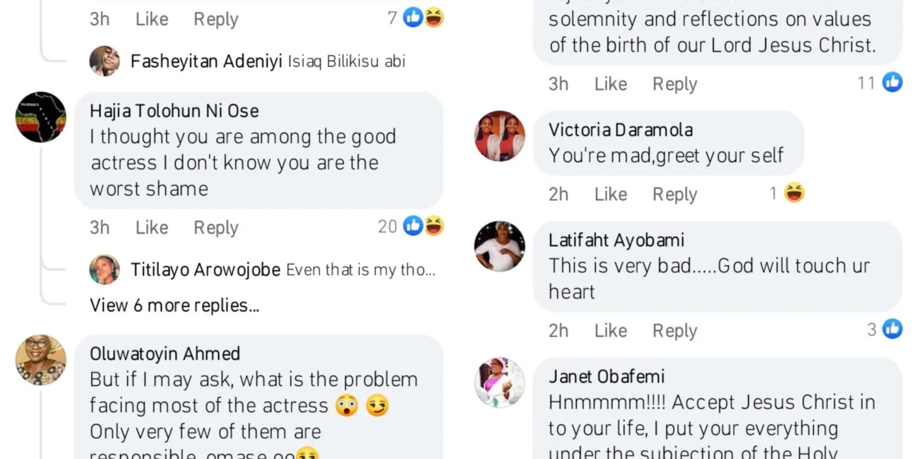 Reactions as actress Zainab Bakare shares racy Christmas photos Kemi Filani blog