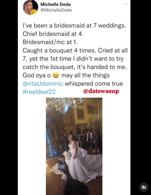 I have caught wedding bouquets 4 times now, I pray Rita Dominic’s own come true – Michelle Dede 1 Screenshot 2022 12 02 05.59.04