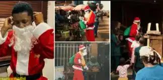 Small Doctor disguises as Father Christmas, storms Lagos market to gift people money in heartwarming video