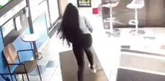 Woman tries to steal from convenience store and run off, but the owner locked the doors, leaving her stuck inside
