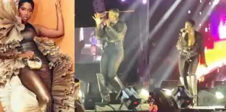 Singer Tiwa Savage stirs reactions with her outfit to Afro Nation (Video)