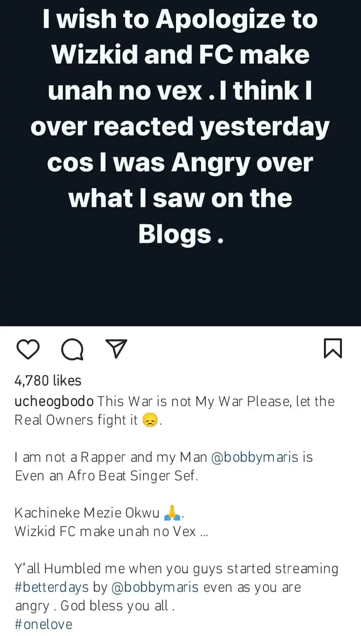 Uche Ogbodo apologises to Wizkid and Wizkid FC Kemi Filani blog