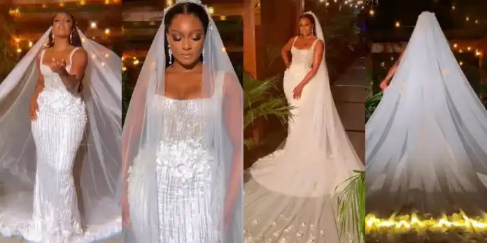 “I said yes” Osas Ighodaro breaks heart as she dazzles in bridal outfit (Video)