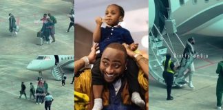 Singer Davido arrives Qatar with customized blanket of Ifeanyi’s face printed on it (Video)