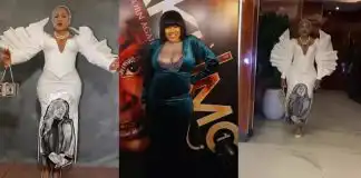 “God save you” Toyin Abraham reacts as Toyin Lawani wears outfit with her face, days after threatening her