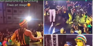 Singer Patoranking Surprises Tiwa Savage On Stage During Performance