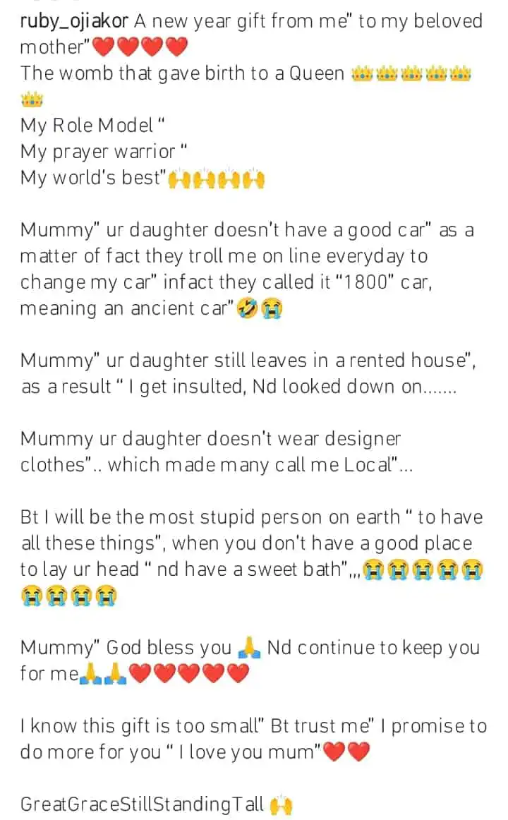 Actress Ruby Ojiakor buys her mother a house Kemi Filani blog