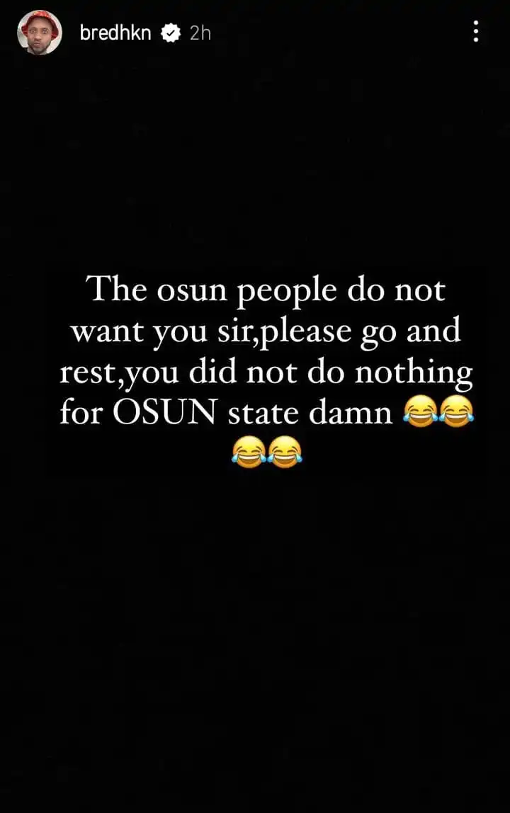 B Red reacts to Tribunal ruling against his father Governor Adeleke Kemi Filani blog