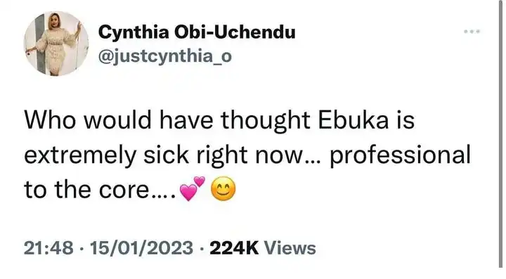 Cynthia Uchendu hails husband Ebuka for hosting BBTitans despite illness Kemi Filani blog