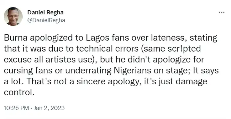Daniel Regha takes on Burna Boy