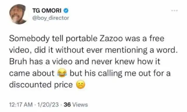 I did Zazoo for free without mentioning a word TG Omori hits back at Portable Kemi Filani blog