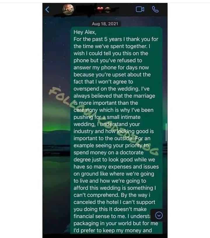 Private chats between Alex Ekubo and Fancy leaks online Kemi Filani blog