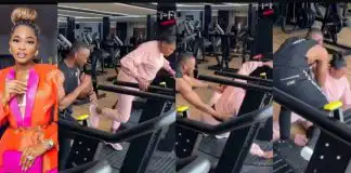 Scary moment Comedian KieKie fell off a treadmill during Gym session with BBNaija’s Saga – VIDEO