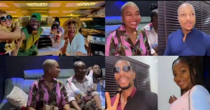 “Shanty town vibes”, Reactions as Mr P hosts Ini Edo, Nancy Isime, Toyin Abraham, others in his crib