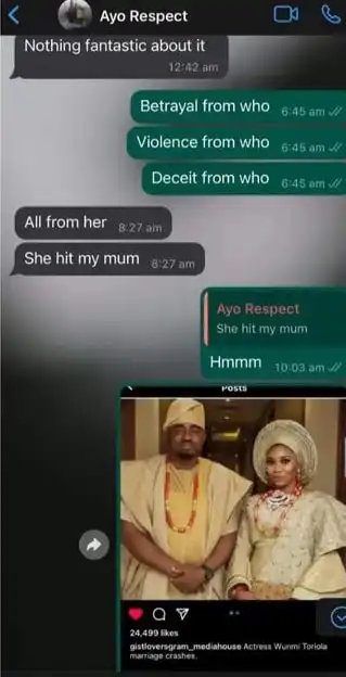 She hit my mother Wumi Toriolas ex husband speaks on their crashed marriage Kemi Filani blog