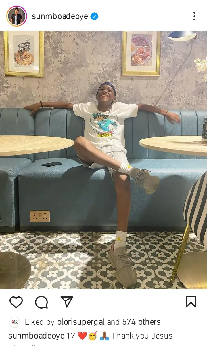 Sunmbo Adeoye celebrates son as he turns 17 Kemi Filani blog