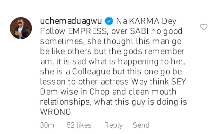 Uche Maduagwu reacts as Empress Njamahs fiance releases her nude video Kemi Filani blog