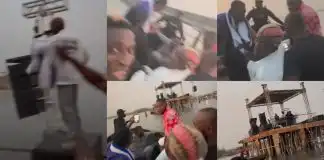 Controverisal Singer, Portable cries out in fear as he performs on water in Port Harcourt (Video)